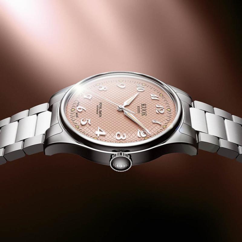 KUOE Royal Smith 90-006 Pink Dial Watch with Breguet Numerals