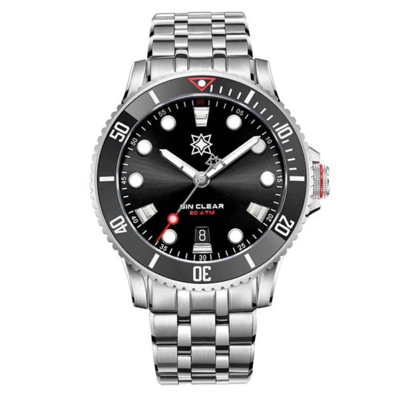 Second Hour Gin Clear Mk2 Watch with Sunburst Black Dial