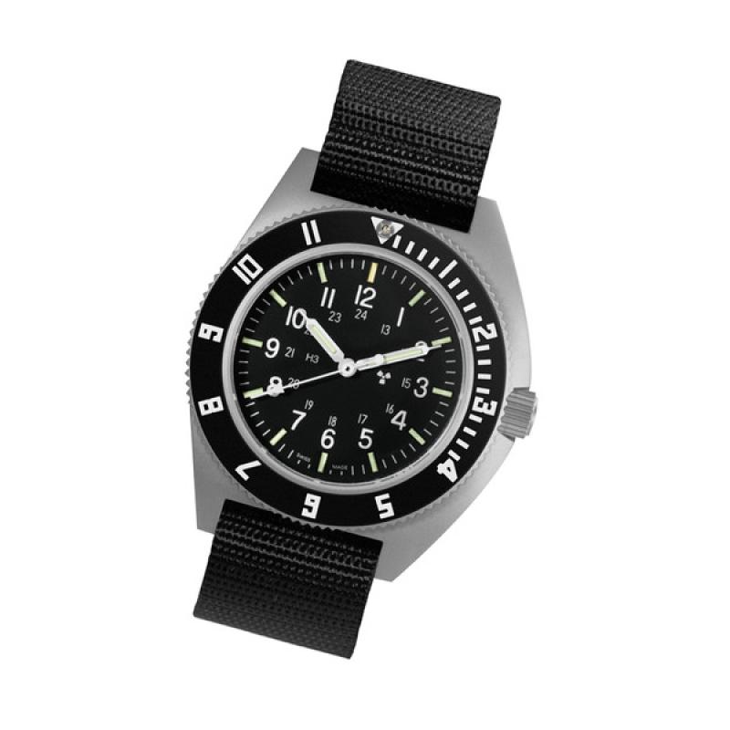 Marathon Swiss 41mm Steel Navigator (no date) with Tritium Tubes on Ballistic Strap