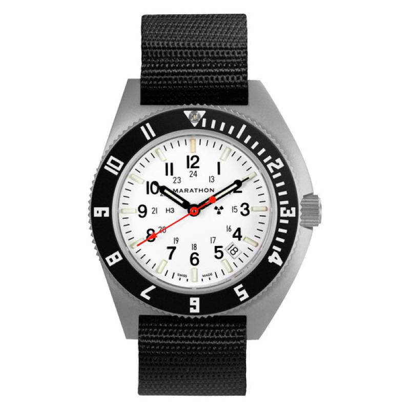 Marathon Swiss 41mm Arctic Steel Navigator with Tritium Tubes on Ballistic Strap
