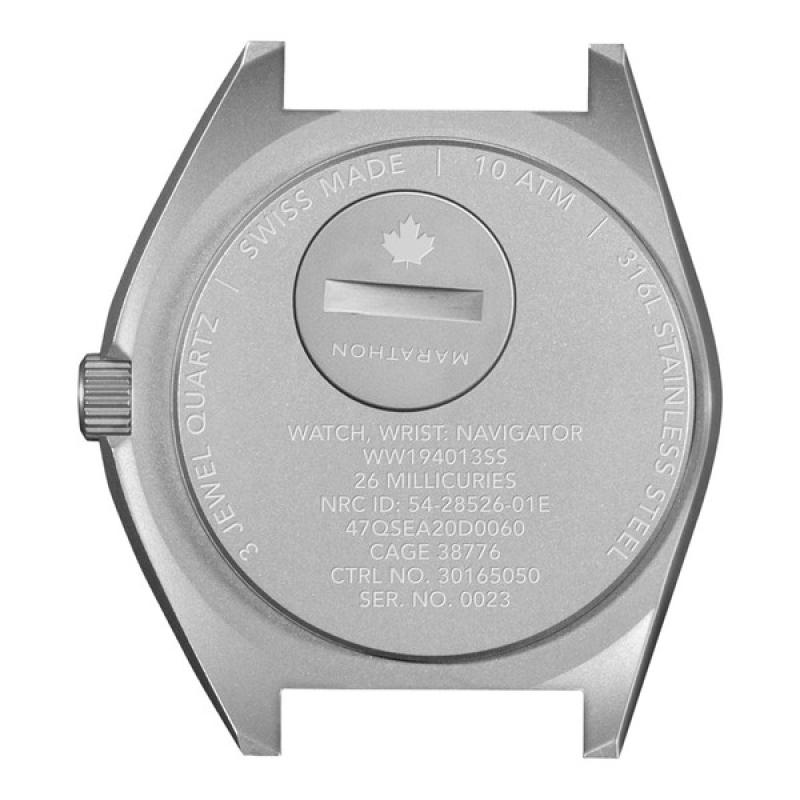 Marathon Swiss 41mm Arctic Steel Navigator with Tritium Tubes on Ballistic Strap